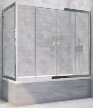 Шторка на ванну стеклянная «Vegas Glass» Z2V+ZVF Tur Novo 155/75 Crystal vision/хром глянцевая универсальная