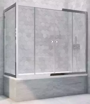 Шторка на ванну стеклянная «Vegas Glass» Z2V+ZVF Tur Novo 155/75 прозрачная/хром глянцевая универсальная