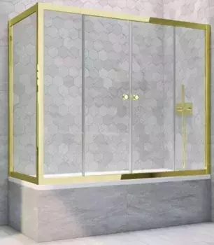 Шторка на ванну стеклянная «Vegas Glass» Z2V+ZVF Tur Novo 155/75 прозрачная/золото универсальная