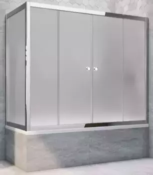Шторка на ванну стеклянная «Vegas Glass» Z2V+ZVF Tur Novo 155/75 сатин/хром глянцевая универсальная