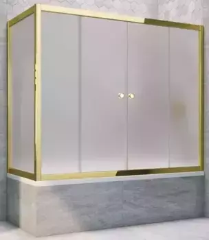 Шторка на ванну стеклянная «Vegas Glass» Z2V+ZVF Tur Novo 155/75 сатин/золото универсальная