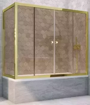 Шторка на ванну стеклянная «Vegas Glass» Z2V+ZVF Tur Novo 155/80 бронза/золото универсальная