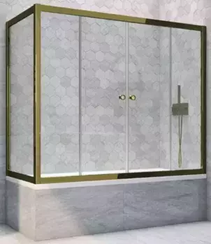 Шторка на ванну стеклянная «Vegas Glass» Z2V+ZVF Tur Novo 155/80 Crystal vision/бронза универсальная