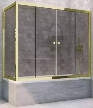 Шторка на ванну стеклянная «Vegas Glass» Z2V+ZVF Tur Novo 155/80 графит/золото универсальная