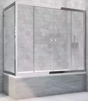 Шторка на ванну стеклянная «Vegas Glass» Z2V+ZVF Tur Novo 155/80 прозрачная/хром глянцевая универсальная