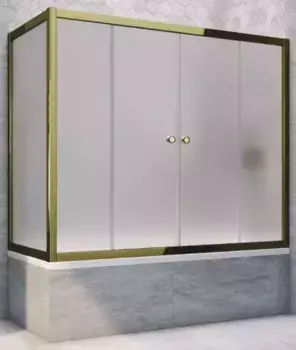 Шторка на ванну стеклянная «Vegas Glass» Z2V+ZVF Tur Novo 155/80 сатин/бронза универсальная