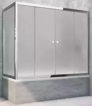 Шторка на ванну стеклянная «Vegas Glass» Z2V+ZVF Tur Novo 155/80 сатин/хром глянцевая универсальная