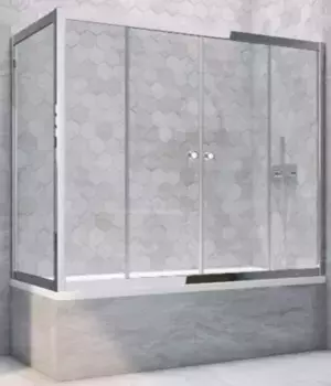 Шторка на ванну стеклянная «Vegas Glass» Z2V+ZVF Tur Novo 155/85 Crystal vision/хром глянцевая универсальная