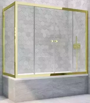Шторка на ванну стеклянная «Vegas Glass» Z2V+ZVF Tur Novo 155/85 Crystal vision/золото универсальная