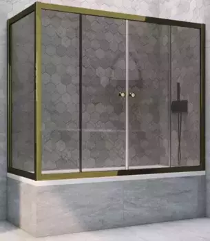 Шторка на ванну стеклянная «Vegas Glass» Z2V+ZVF Tur Novo 155/85 графит/бронза универсальная
