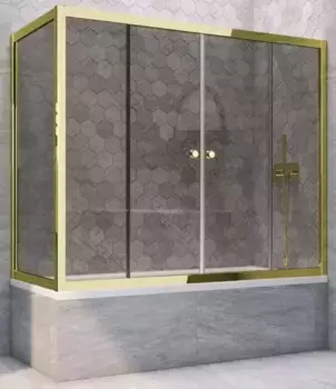 Шторка на ванну стеклянная «Vegas Glass» Z2V+ZVF Tur Novo 155/85 графит/золото универсальная