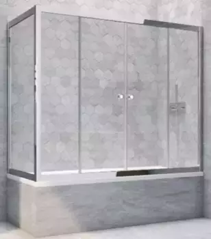 Шторка на ванну стеклянная «Vegas Glass» Z2V+ZVF Tur Novo 155/85 прозрачная/хром глянцевая универсальная