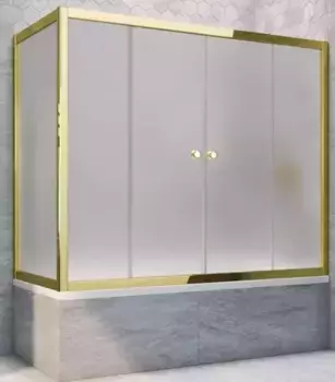 Шторка на ванну стеклянная «Vegas Glass» Z2V+ZVF Tur Novo 155/85 сатин/золото универсальная