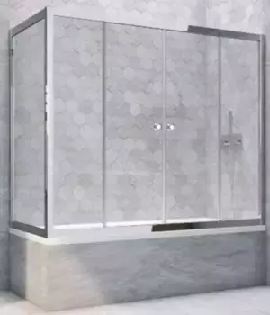 Шторка на ванну стеклянная «Vegas Glass» Z2V+ZVF Tur Novo 155/90 Crystal vision/хром глянцевая универсальная
