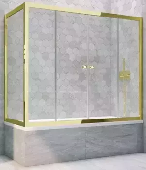 Шторка на ванну стеклянная «Vegas Glass» Z2V+ZVF Tur Novo 155/90 Crystal vision/золото универсальная
