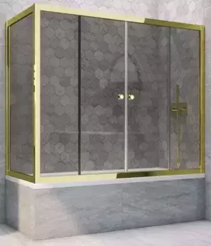 Шторка на ванну стеклянная «Vegas Glass» Z2V+ZVF Tur Novo 155/90 графит/золото универсальная