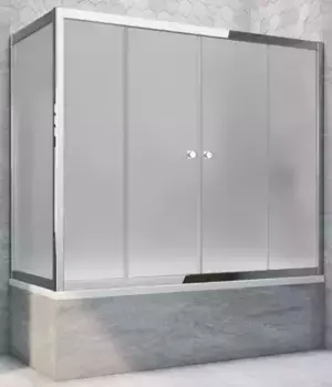 Шторка на ванну стеклянная «Vegas Glass» Z2V+ZVF Tur Novo 155/90 сатин/хром глянцевая универсальная