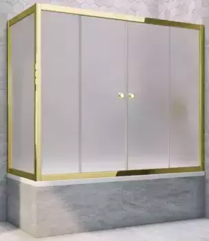 Шторка на ванну стеклянная «Vegas Glass» Z2V+ZVF Tur Novo 155/90 сатин/золото универсальная