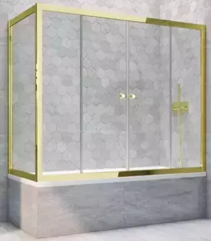 Шторка на ванну стеклянная «Vegas Glass» Z2V+ZVF Tur Novo 160/70 Crystal vision/золото глянцевое универсальная