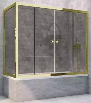 Шторка на ванну стеклянная «Vegas Glass» Z2V+ZVF Tur Novo 160/70 графит/золото глянцевое универсальная