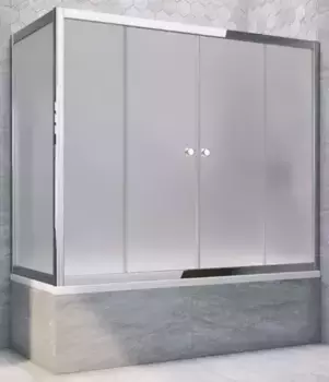 Шторка на ванну стеклянная «Vegas Glass» Z2V+ZVF Tur Novo 160/70 сатин/хром глянцевый универсальная