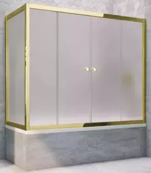 Шторка на ванну стеклянная «Vegas Glass» Z2V+ZVF Tur Novo 160/70 сатин/золото глянцевое универсальная
