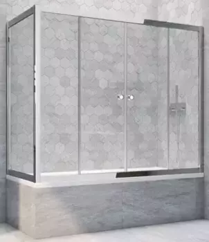 Шторка на ванну стеклянная «Vegas Glass» Z2V+ZVF Tur Novo 160/75 Crystal vision/хром глянцевый универсальная