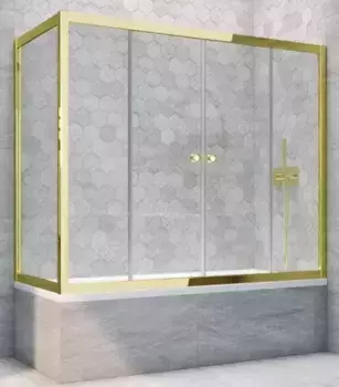 Шторка на ванну стеклянная «Vegas Glass» Z2V+ZVF Tur Novo 160/80 Crystal vision/золото глянцевое универсальная