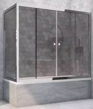 Шторка на ванну стеклянная «Vegas Glass» Z2V+ZVF Tur Novo 160/80 графит/хром глянцевый универсальная
