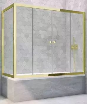 Шторка на ванну стеклянная «Vegas Glass» Z2V+ZVF Tur Novo 160/80 прозрачная/золото глянцевое универсальная