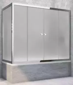 Шторка на ванну стеклянная «Vegas Glass» Z2V+ZVF Tur Novo 160/80 сатин/хром глянцевый универсальная