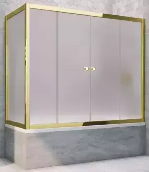 Шторка на ванну стеклянная «Vegas Glass» Z2V+ZVF Tur Novo 160/80 сатин/золото глянцевое универсальная