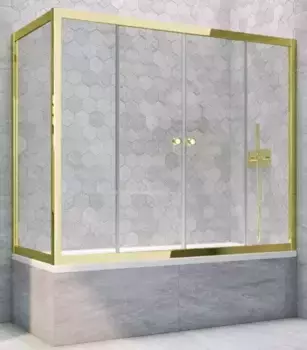 Шторка на ванну стеклянная «Vegas Glass» Z2V+ZVF Tur Novo 160/85 Crystal vision/золото глянцевое универсальная