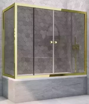 Шторка на ванну стеклянная «Vegas Glass» Z2V+ZVF Tur Novo 160/85 графит/золото глянцевое универсальная