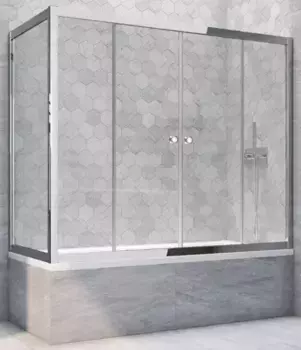 Шторка на ванну стеклянная «Vegas Glass» Z2V+ZVF Tur Novo 160/85 прозрачная/хром глянцевый универсальная