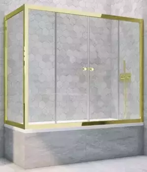 Шторка на ванну стеклянная «Vegas Glass» Z2V+ZVF Tur Novo 160/85 прозрачная/золото глянцевое универсальная