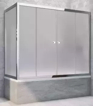 Шторка на ванну стеклянная «Vegas Glass» Z2V+ZVF Tur Novo 160/85 сатин/хром глянцевый универсальная