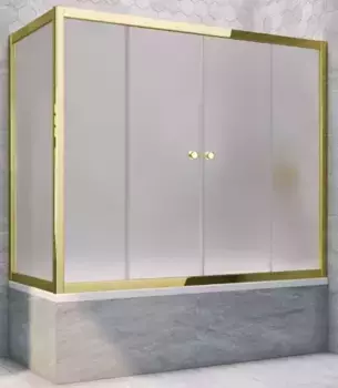 Шторка на ванну стеклянная «Vegas Glass» Z2V+ZVF Tur Novo 160/85 сатин/золото глянцевое универсальная