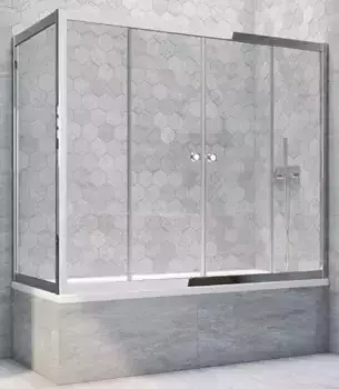 Шторка на ванну стеклянная «Vegas Glass» Z2V+ZVF Tur Novo 160/90 Crystal vision/хром глянцевый универсальная