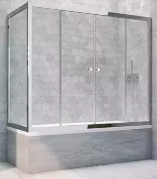 Шторка на ванну стеклянная «Vegas Glass» Z2V+ZVF Tur Novo 160/90 прозрачная/хром глянцевый универсальная