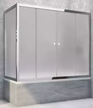 Шторка на ванну стеклянная «Vegas Glass» Z2V+ZVF Tur Novo 160/90 сатин/хром глянцевый универсальная