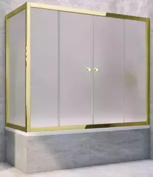 Шторка на ванну стеклянная «Vegas Glass» Z2V+ZVF Tur Novo 160/90 сатин/золото глянцевое универсальная