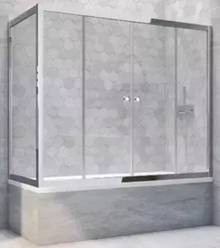 Шторка на ванну стеклянная «Vegas Glass» Z2V+ZVF Tur Novo 165/70 Crystal vision/хром глянцевая универсальная