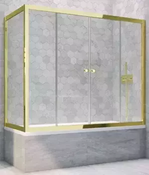 Шторка на ванну стеклянная «Vegas Glass» Z2V+ZVF Tur Novo 165/70 Crystal vision/золото универсальная