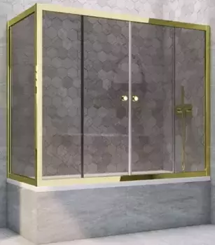 Шторка на ванну стеклянная «Vegas Glass» Z2V+ZVF Tur Novo 165/70 графит/золото универсальная