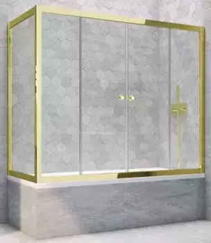 Шторка на ванну стеклянная «Vegas Glass» Z2V+ZVF Tur Novo 165/70 прозрачная/золото универсальная