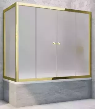 Шторка на ванну стеклянная «Vegas Glass» Z2V+ZVF Tur Novo 165/70 сатин/золото универсальная