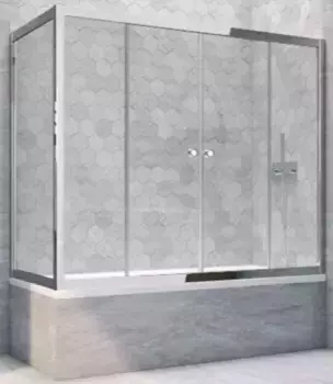 Шторка на ванну стеклянная «Vegas Glass» Z2V+ZVF Tur Novo 165/75 Crystal vision/хром глянцевая универсальная