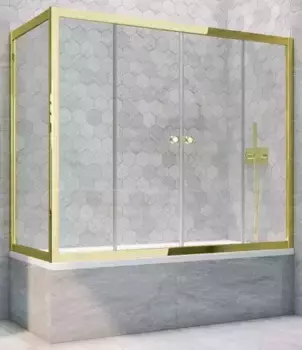 Шторка на ванну стеклянная «Vegas Glass» Z2V+ZVF Tur Novo 165/75 Crystal vision/золото универсальная
