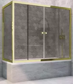 Шторка на ванну стеклянная «Vegas Glass» Z2V+ZVF Tur Novo 165/75 графит/золото универсальная